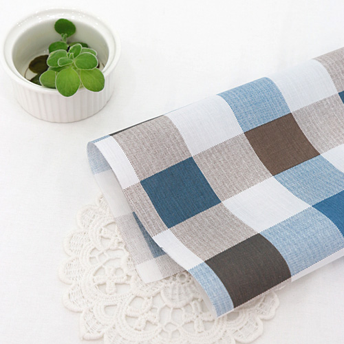 Cotton blend simple check Blue 2902