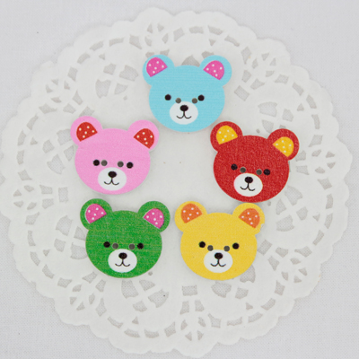 5 Wood Button Color Bears