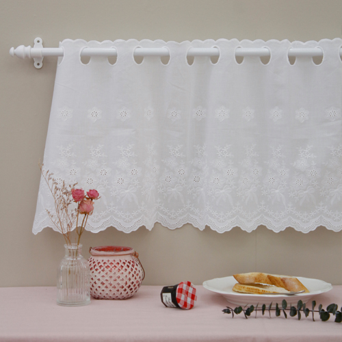 Balance Curtain Embroidery Lace Fabric R033 Waltz White