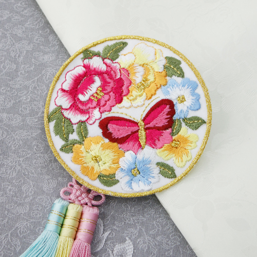 Hanbok ornament circular embroidery butterfly garden white 2 types Hanbok accessories