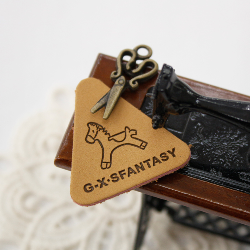 Leather label GX wooden horse handmade 2Piece