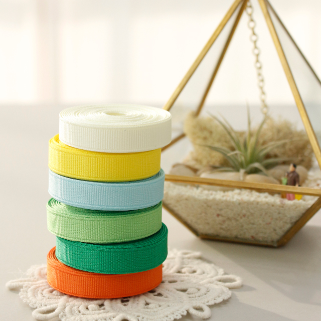 Ribbed Ribbon 5yard Packaging Ribbon Tape String Ribbon Craft Yellow green 10mm 6 types