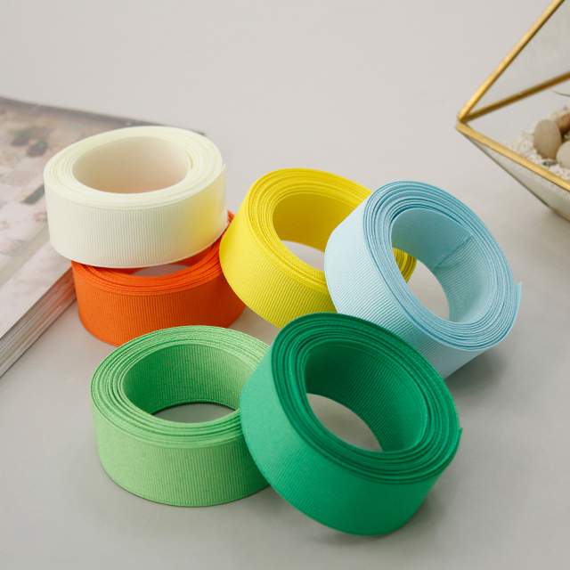 Ribbed Ribbon 5yard Packaging Ribbon Tape String Ribbon Craft Yellow green 25mm 6 types