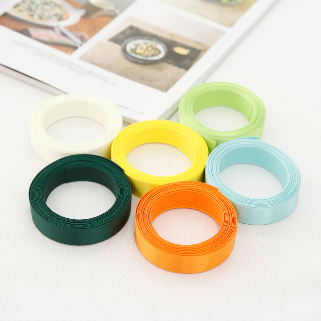 Satin Ribbon 5yard Packaging Ribbon Tape String Ribbon Craft 15mm Yellow green 6 types