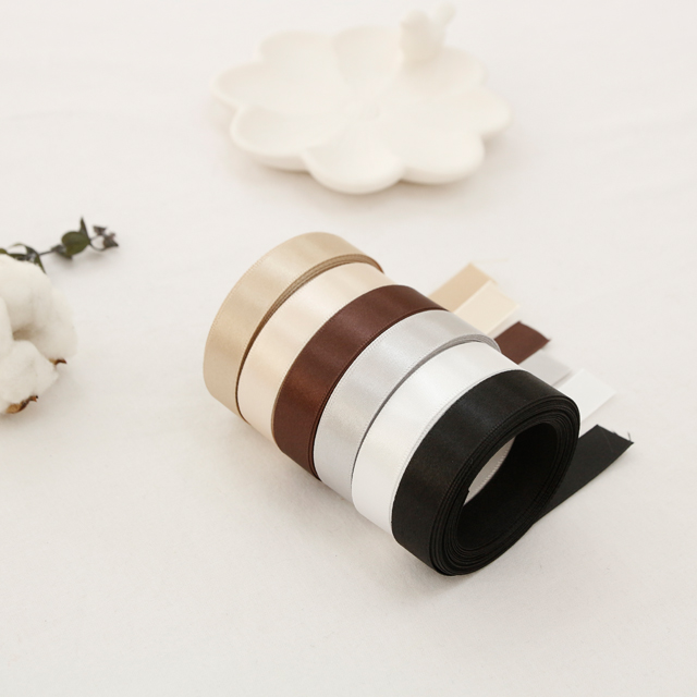 Satin Ribbon 5yard Packaging Ribbon Tape String Ribbon Craft 15mm White Brown 6 Types