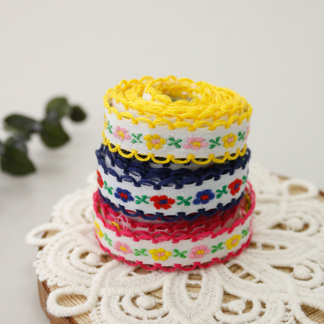 Cotton string embroidery ribbon tape flower outing 3 types