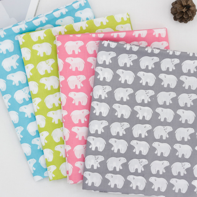 4 types of polar bears in cotton blend fabric