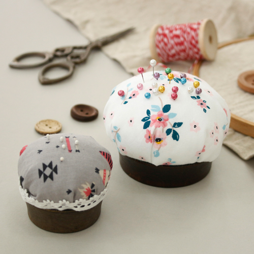 Pincushion Making Wooden Stand Brown small
