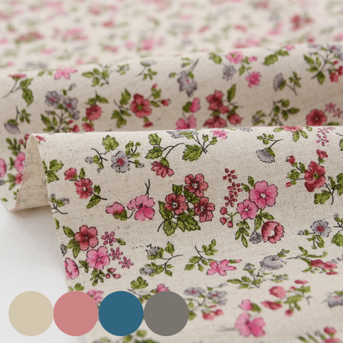 Linen Fabric Cotton Linen Cloth Romantic Flower Floral Pattern Cloth Wide Width 11 count Vintage Pink 4 Types