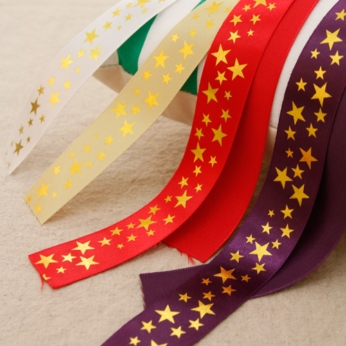 Ribbon tape Gold leaf satin ribbon strap 25mm 3Hermp 4 types cotton strap