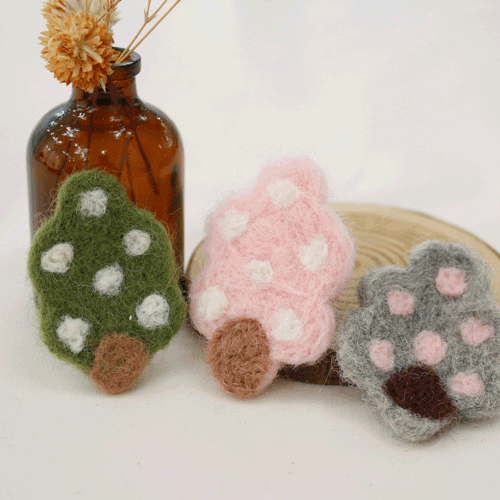 3 types of wool felt tree DIY handmade materials
