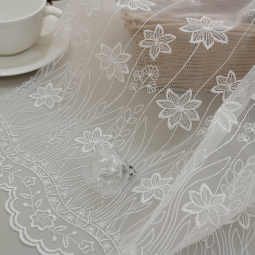 Balance Curtain Embroidery Lace Fabric Cosmos 130cm