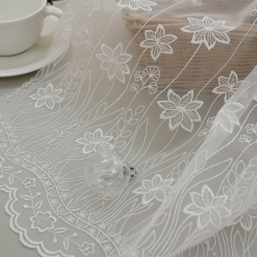 Balance Curtain Embroidery Lace Fabric Cosmos 130cm