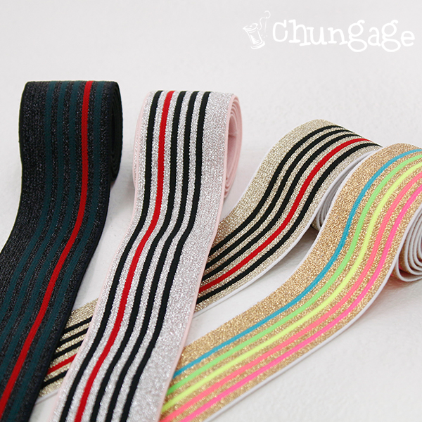 Pants elastic waist band Shining stripe Skirt elastic 40mm 4 types