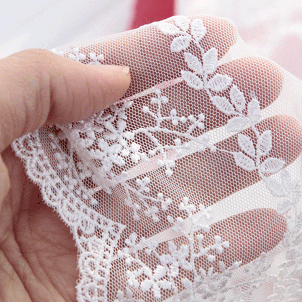 Lace Fabric Embroidery Fabric Brush Mesh whiteivory