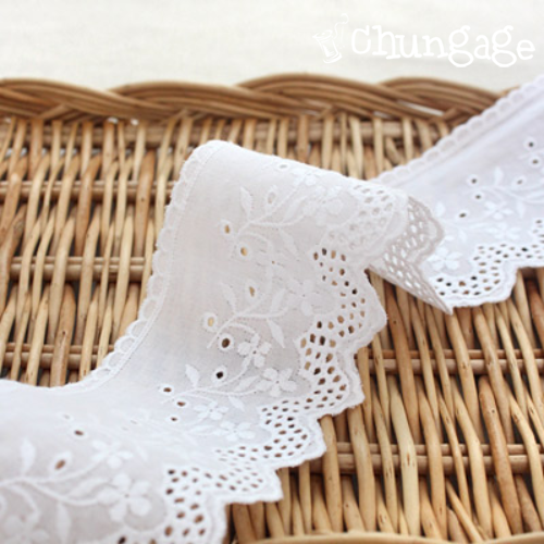 Lace Fabric Embroidery Lace Cloth Cotton 037 Sari Double-sided Lace White