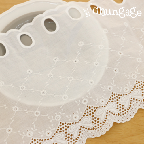 Cotton Lace Fabric Bonbalance Embroidery Lace Cloth R023 bowknot White