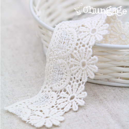 Lace Fabric Embroidery Chemical Lace Cloth 002 Heaven Flower Natural