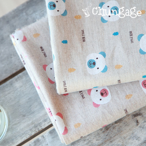 Wide 2 Linen cotton Hermp Smile Bear