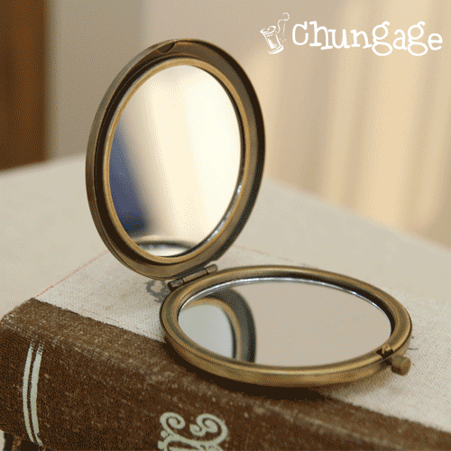 French embroidery compact double-sided hand mirror frame semi-finished product Silver