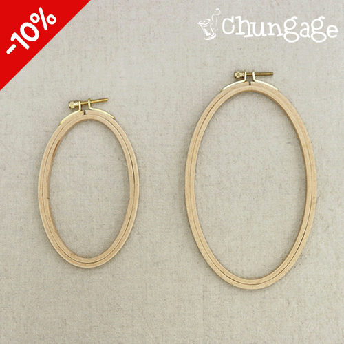French embroidery wood frame oval frame small