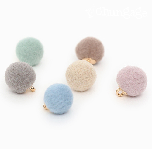 Fabric ball button wool pastel 12mm Bag clothing accessory