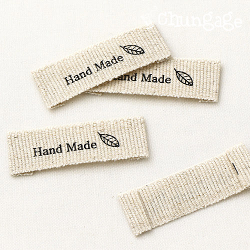Cotton Label Bifold Leaf Handmade Linen Natural LB014