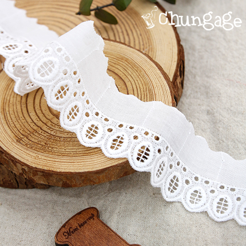 Lace Fabric Embroidery Lace Cloth Cotton 080 Polka Dot White