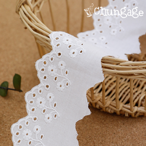 Lace Fabric Embroidery Lace Cloth Cotton 086 Office White