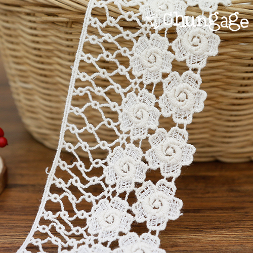Lace Fabric Embroidery Chemical Lace Cloth 051 Chain Rose Natural
