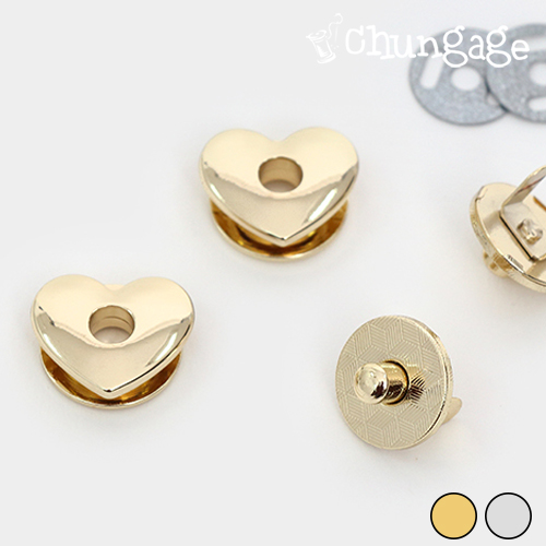 Magnetic button bag fastening heart 23mm 2 types
