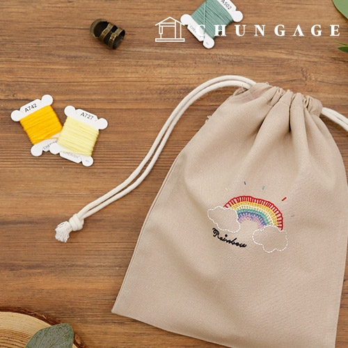 French Embroidery Package DIY Kit Pouch Rainbow CH560108