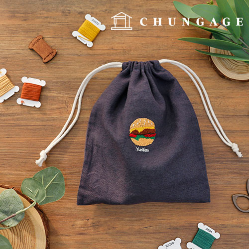 French Embroidery Package DIY Kit Pouch Burger Rubber CH560109