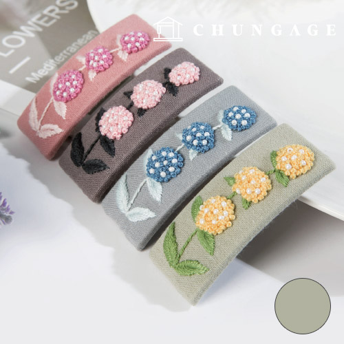French Embroidery Package DIY Kit Hydrangea Hairpin Green CH512522A