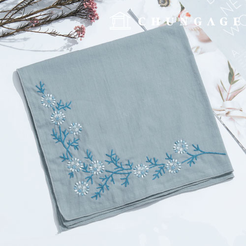 French Embroidery Package DIY Kit Handkerchief Snowflake Flower Blue CH513501