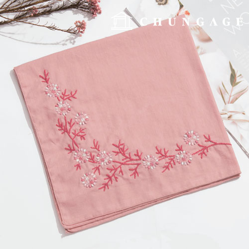 French Embroidery Package DIY Kit Handkerchief Snowflake Flower Pink CH513502