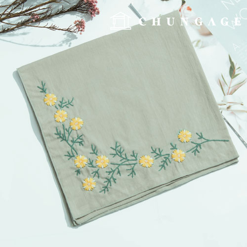 French Embroidery Package DIY Kit Handkerchief Snowflake Flower Green CH513503