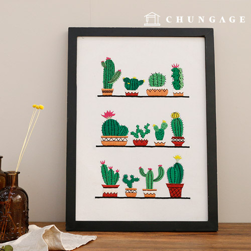 French Embroidery Package DIY Kit Cactus Desert Green CH511137