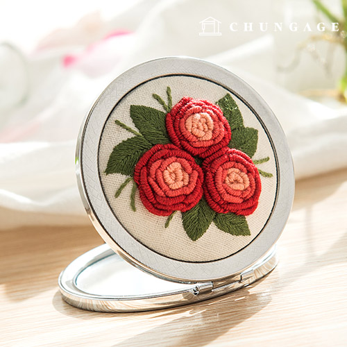 French Embroidery Package DIY Kit Flower Mirror Rose CH512010A