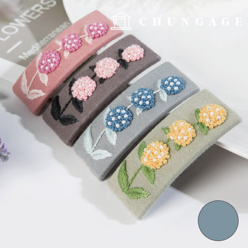 French Embroidery Package DIY Kit Hydrangea Hairpin Blue CH512522B