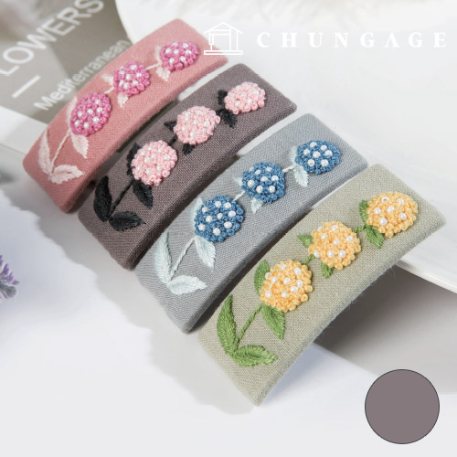 French Embroidery Package DIY Kit Hydrangea Hairpin Gray CH512522D