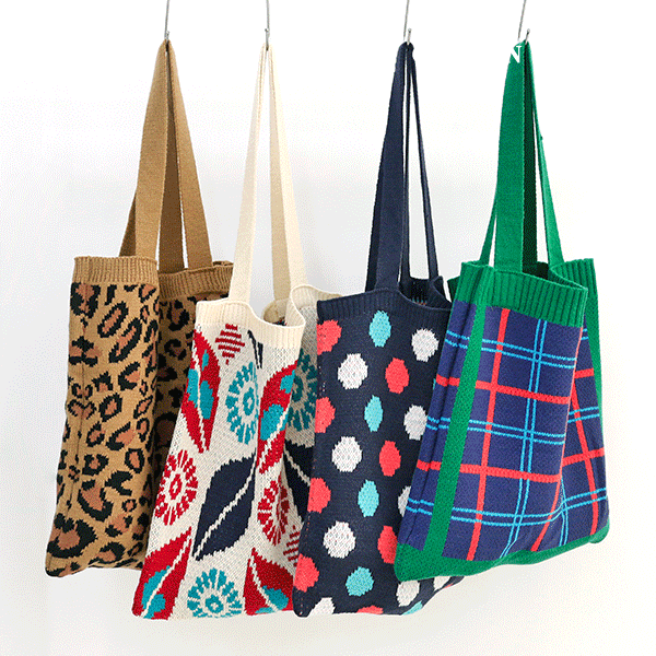 Knit Eco Bag Shoulder Bag Shopper Bag 4 Set