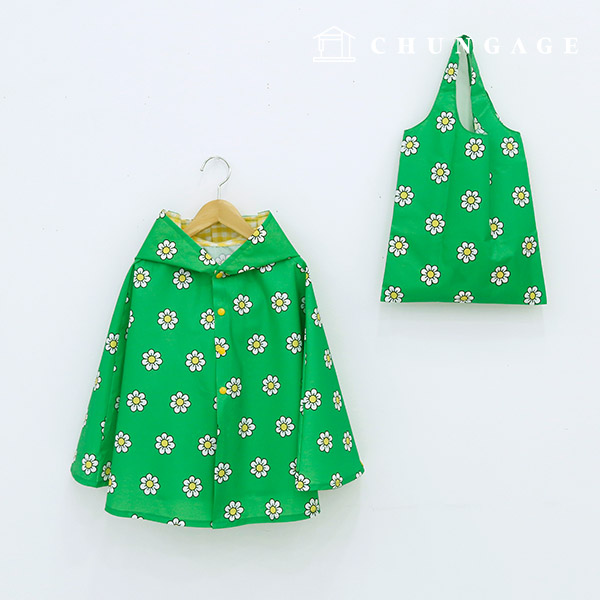 Waterproof Cloth DTP Waterproof Fabric Wide Width Flower Floral Fabric Kitsch Daisy Green W074