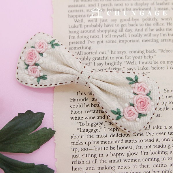 French embroidery package DIY kit bowknot hairpin lovely CH512573
