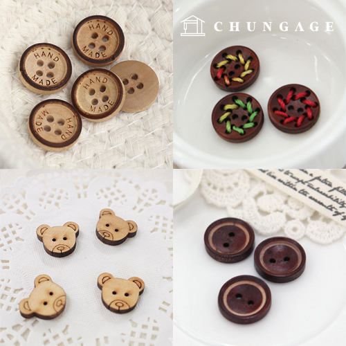 Vintage Button Wood Coat Bag Props Clothing Button subsidiary materials Natural Flower 24mm