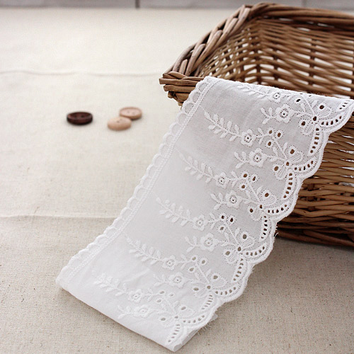 Lace Fabric Embroidery Lace Cloth Cotton 045 Bouquet Double Sided Lace White