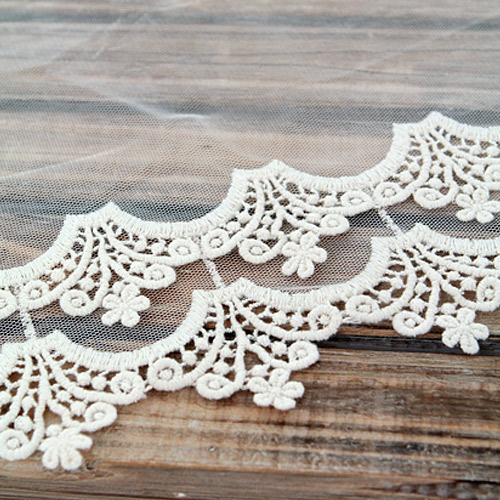 Lace Fabric Mesh Embroidery Lace Cloth R015 Double Rattle Natural