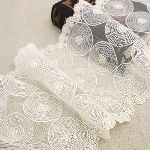 Lace Fabric Embroidery Mesh Lace Cloth R041 Sunshine Natural