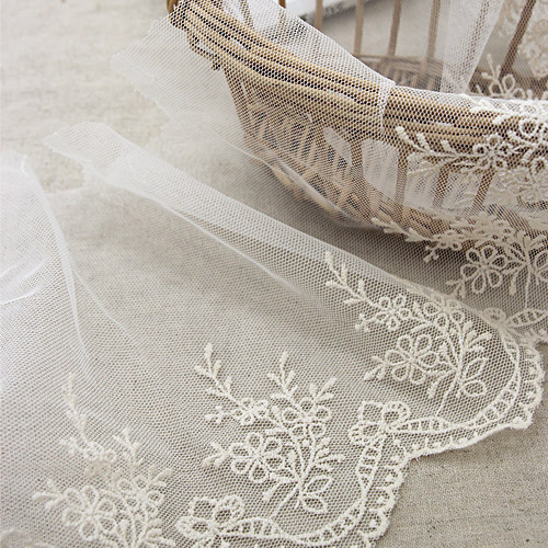 Lace Fabric Embroidery Mesh Lace Cloth 029 Forget-me-not Natural