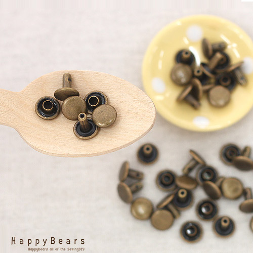 Double-sided studs Double-sided rivets Kashime buttons Decorative double-sided studs Antique Gold 8mm